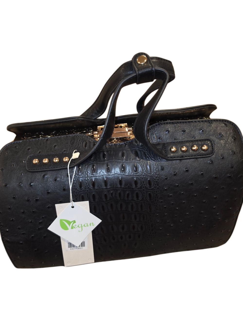 Brand New - Black Exotic Satchel with BEAUTIFUL Gold Embossed Inner Structure